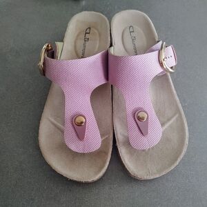 CL by Laundry Mauve Sandals with Gold Buckles